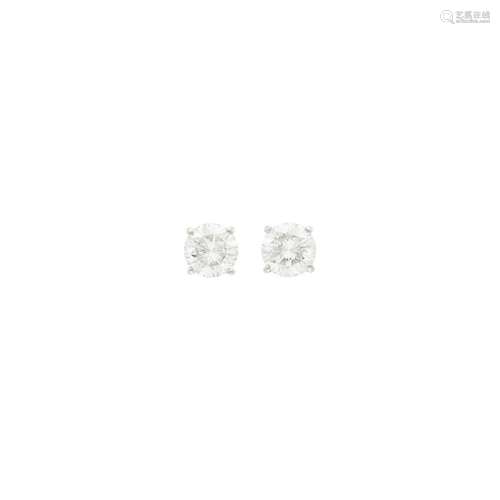 Pair of Platinum and Diamond Stud Earrings