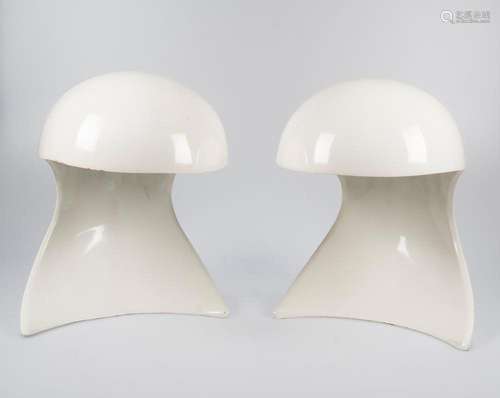 Pair of lacquered metal designer table lamps. Circa 1960.