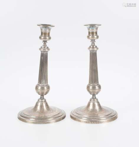 Pair of marked silver candlesticks. "BAR, Marquet? and ...