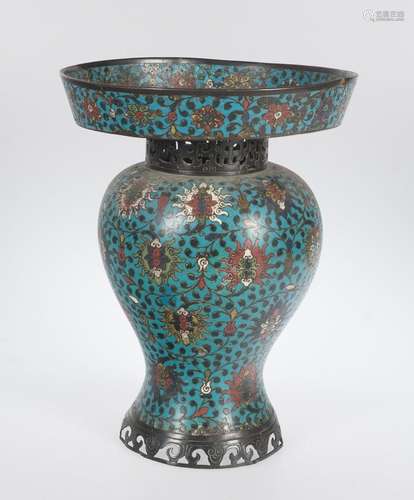 Cloisonné bronze vase. China. Possibly Ming Dynasty.