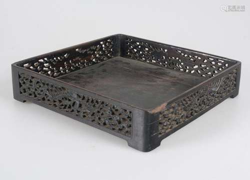 Carved wooden tray. Southern China. 19th century.