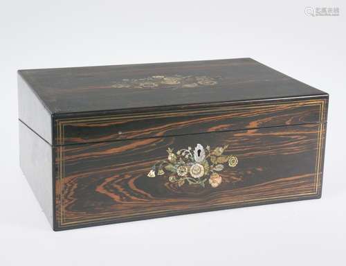 Rosewood writing chest with mother-of-pearl and tin marquetr...