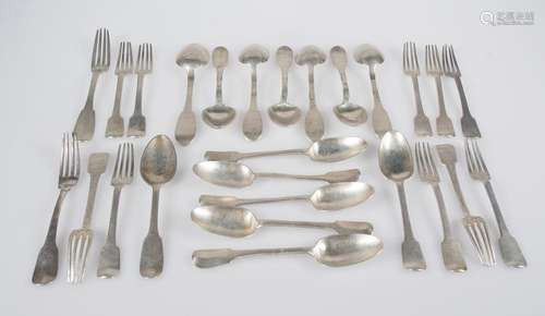 Lot of marked silver cutlery. Late 19th century.