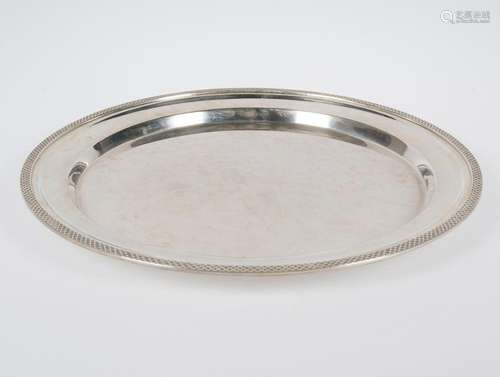 Large, marked silver plate. Mid 20th century.