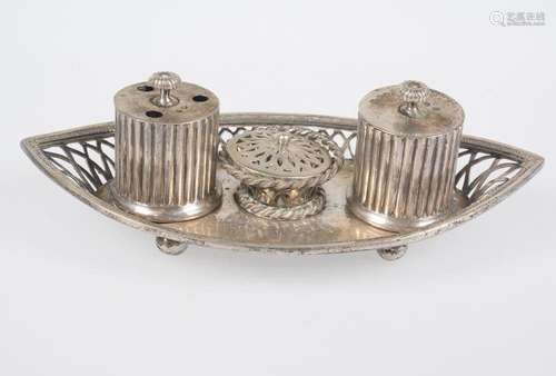 Marked silver inkstand. Neoclassical style. Mid 20th century...