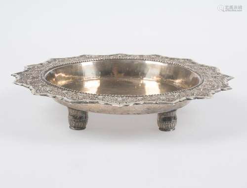 Embossed silver serving tray. Possibly China. 19th - 20th ce...