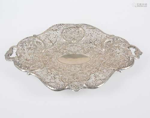 Centrepiece in marked and embossed silver tracery. Oriental ...