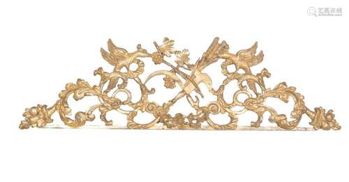 Carved and gilded wooden crest. Possibly France. Late 18th c...