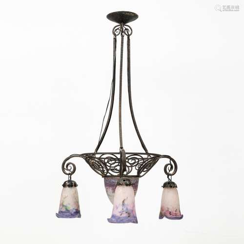 JUGENDSTIL-DECKENLAMPE. MULLER FRÈRES.