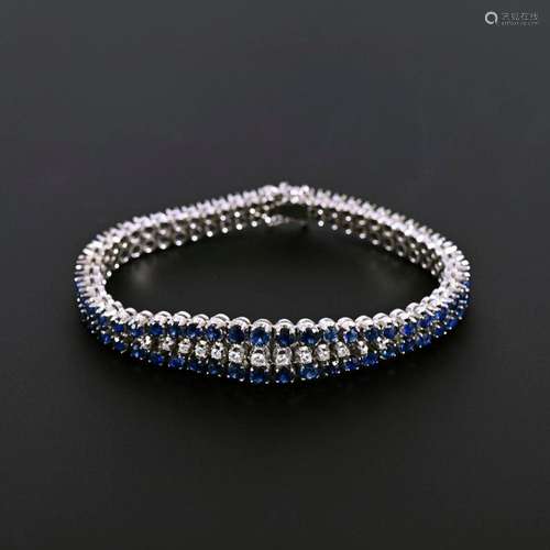 ARMBAND MIT SAPHIREN, BRILLANTEN UND DIAMANTEN.