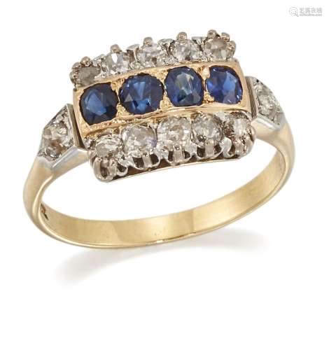 AN EARLY 20TH CENTURY SAPPHIRE AND DIAMOND RING
