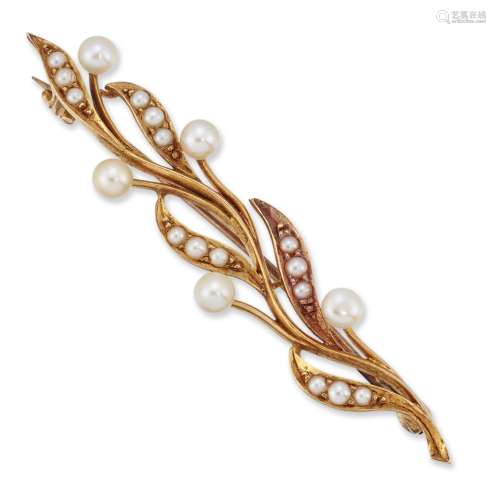 A LATE 19TH CENTURY SEED PEARL BAR BROOCH