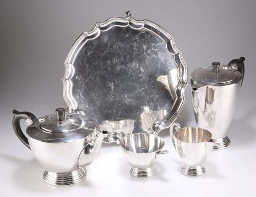 AN ART DECO SILVER-PLATED FOUR-PIECE TEA SERVICE