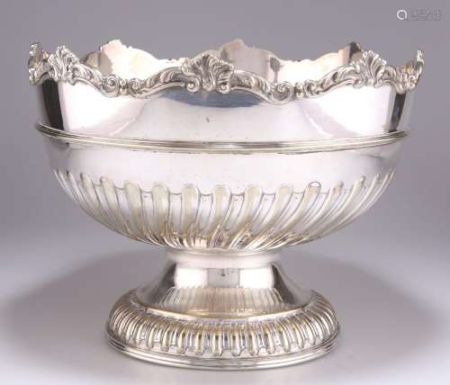 A LATE 19TH CENTURY LARGE SILVER-PLATED BOWL