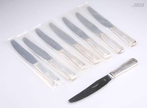 A SET OF EIGHT DANISH STERLING SILVER HANDLED TABLE KNIVES