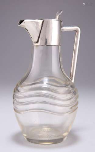 AN AUSTRO-HUNGARIAN SILVER-MOUNTED GLASS CLARET JUG