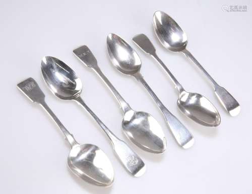 A GROUP OF SIX EARLY 19TH CENTURY SILVER DESSERT SPOONS
