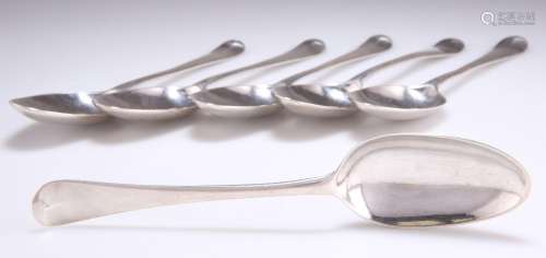 A SET OF SIX GEORGE II SILVER TABLE SPOONS
