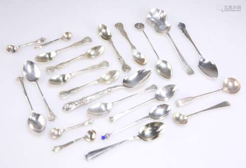 A MIXED LOT OF GEORGIAN AND LATER SILVER SPOONS