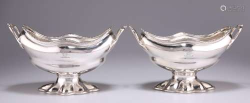 A PAIR OF GEORGE III SILVER BUTTER BOATS