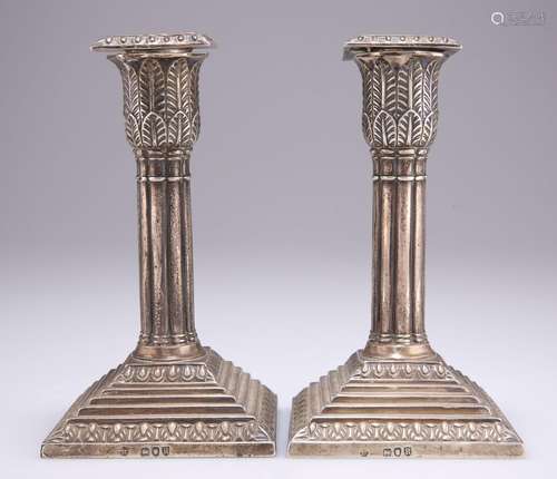 A PAIR OF VICTORIAN SILVER CANDLESTICKS