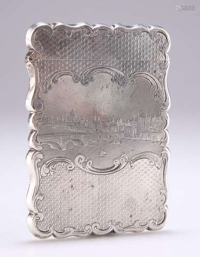 A VICTORIAN SILVER CASTLE-TOP CARD CASE