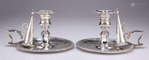 A FINE PAIR OF EARLY VICTORIAN SILVER CHAMBERSTICKS
