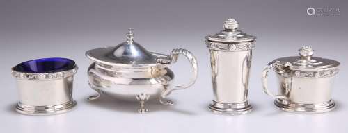 FOUR SILVER CONDIMENTS, 20TH CENTURY