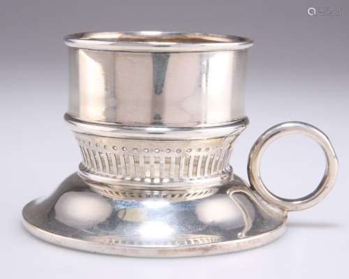 A GEORGE V SILVER 'GO TO BED' CHAMBERSTICK