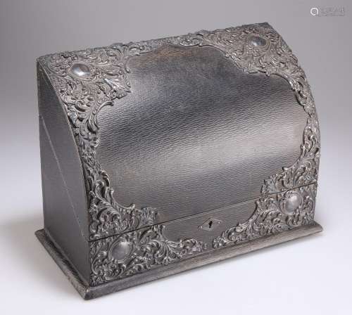 AN EDWARDIAN SILVER-MOUNTED DESK BOX
