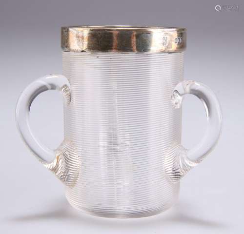 AN EDWARDIAN SILVER-MOUNTED GLASS MATCH STRIKER