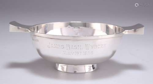 A GEORGE V SILVER TWO-HANDLED DISH