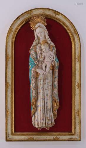 Keramik-Halbfigur, "Madonna mit Kind", Italien, 20...