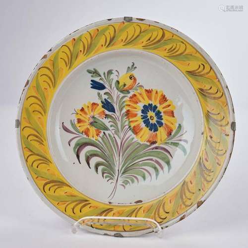 Fayenceteller, Kellinghusen, um 1820/30, polychrome Blumenma...