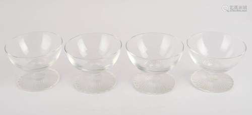 4 Dessertschalen, "Elvire", Lalique, farbloses Kri...