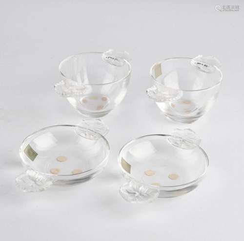 4 Schälchen, "Honfleur", Lalique, farbloses Glas, ...