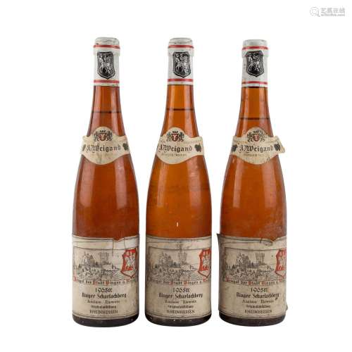 A. WEIGAND 3 Flaschen Binger Scharlachberg Eiswein 1965,