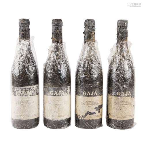 GAJA 4 Flaschen "Barbaresco Sori San Lorenzo", 198...