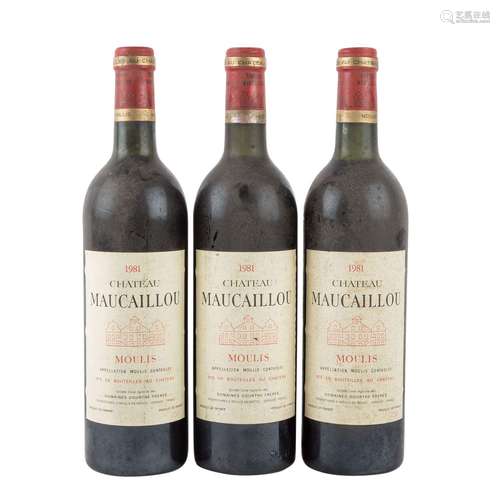 CHÂTEAU MAUCAILLOU 3 Flaschen Moulis 1981,