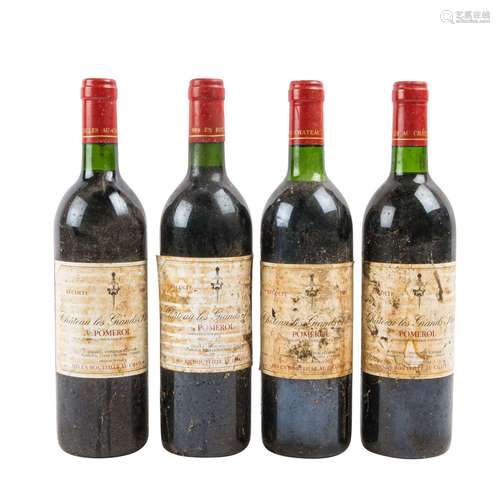 CHÂTEAU LES GRANDS SILLONS 4 Flaschen "Pomerol" 19...