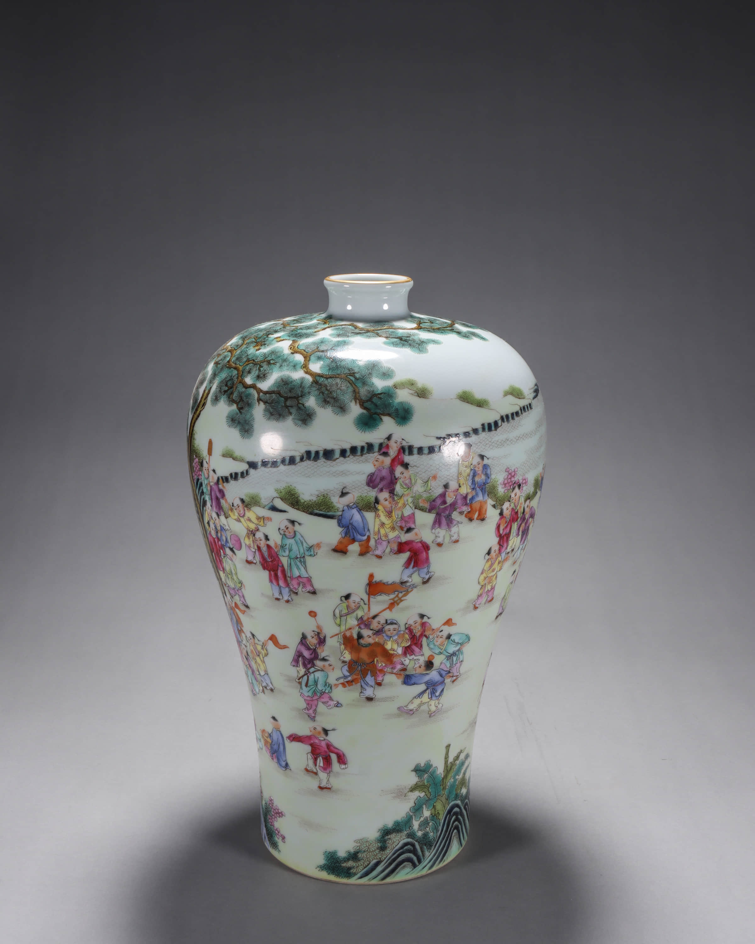 古美術 中国 粉彩花瓶 同治年製-