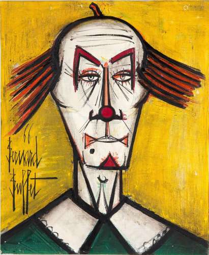 BERNARD BUFFET<br />
(1928 - 1999)<br />
Clown fond jaune, 1...