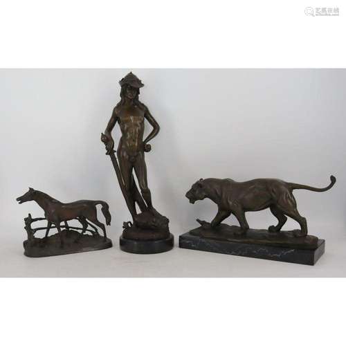 Lot of 3 Bronze Sculptures.