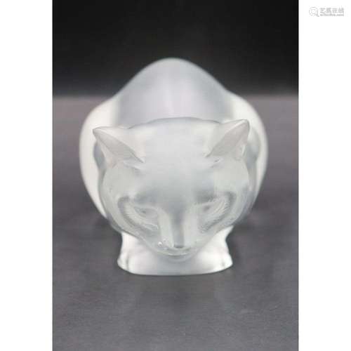 Lalique Frosted Glass Figure "Chat Couche"