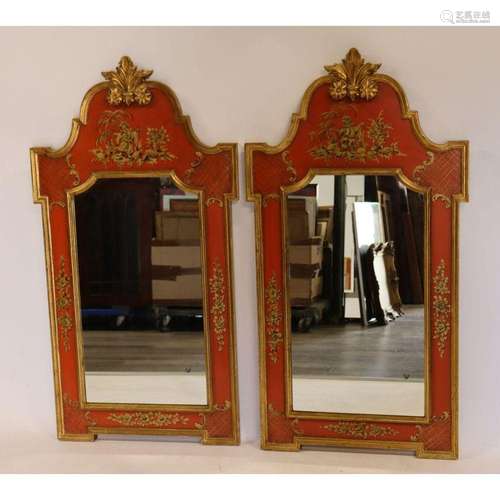 A Vintage Pair Of Paint Gilt & Chinoiserie