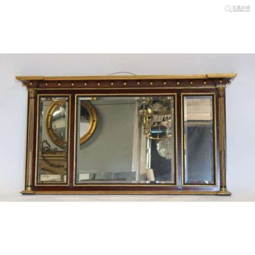 Antique Mahogany Federal Style Over Mantel Mirror