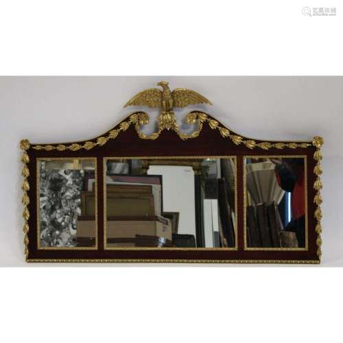 Antique Mahogany Over Mantle Mirror.