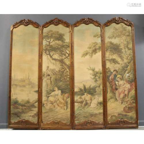 Antique Louis XVI Style Hand Painted Screen