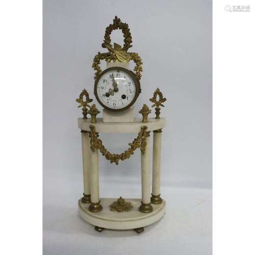 Antique Bronze Mounted Marble French Clock.