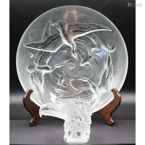 Lalique Eagle And A Verlis Signed Charger.